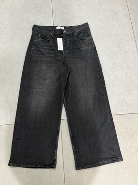 rag & bone Black Miramar Terry Andi Wide-Leg High-Rise Jeans Size 32